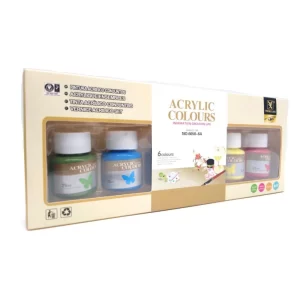 Acrylic Painting Colors – 6 Basic Colour Acrylic Paint In Bottle 25Ml In Each