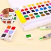 Superior 36 Colors Solid Watercolor Transparent Paints With Two Painting Brushes With Palette And Sponge In Box Set - Image 2