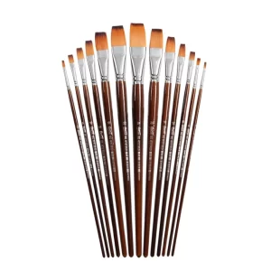 Bianyo Flat 13Pcs Oil Brush Set Paint Brush Set