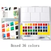 Superior 36 Colors Solid Watercolor Transparent Paints With Two Painting Brushes With Palette And Sponge In Box Set - Image 5