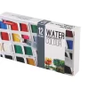 Superior 12 Colors Solid Watercolor Transparent Paints With 1 Painting Brush With Palette And Sponge In Box Set - Image 5