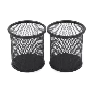 Pack Of 2 – Pen Stand And Stationery Holder Metal Mesh – Black