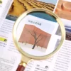 90Mm 10X Diameter Reading Magnifying Glass Gold-Plated Metal Dia With Wood Handle Magnifier Glass - Image 3