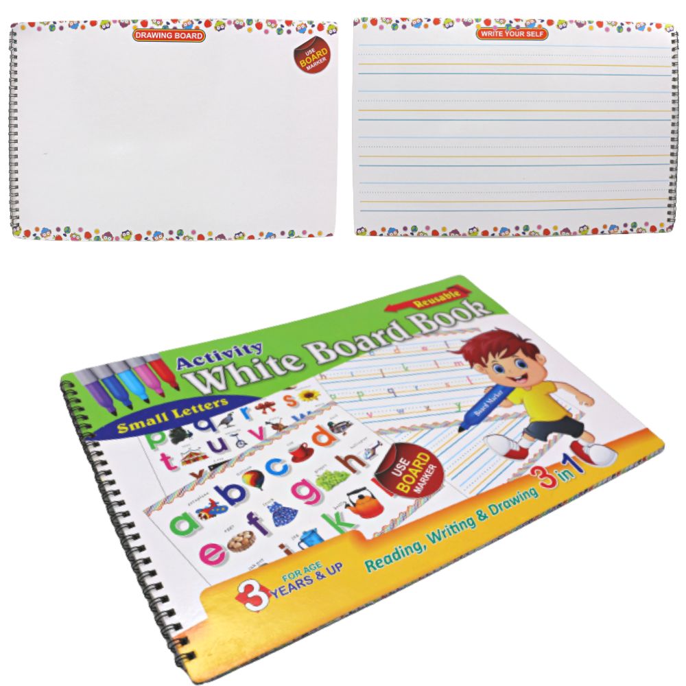 3 in 1 Reusable Activity White Board Book(Small Letters)