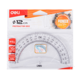 DELI 180 DEGREE PROTRACTOR EASY-GRAB 12CM TRANSPARENT