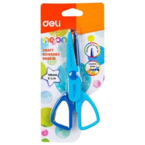 Deli ED60001 Neon Zigzag Crafting 5.35″ / 136 mm Scissors Blister Pack 01 Piece