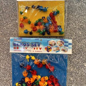 BEADS Set/Blocks Pin Letters With Yellow/Blue Board Toy for Kids (Price Of Each)