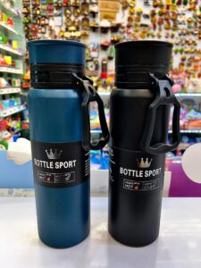 Sport Water Bottle With Stainless Steel Cup & Portable Vacuum Flask, Available In 2 Diffferent Coolors